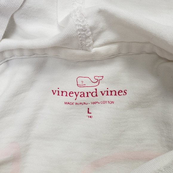 Vineyard Vines 100% Cotton long sleeve hoodie t-shirt  White/Pink  Size L - Picture 7 of 8